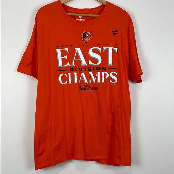 Fanatics Men’s XL Orange East Division Champs T-Shirt Baltimore Orioles 2023 - Picture 1 of 6